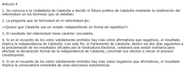 Artículo 4 de la Ley del Referéndum Artículo 4 de la Ley del Referéndum