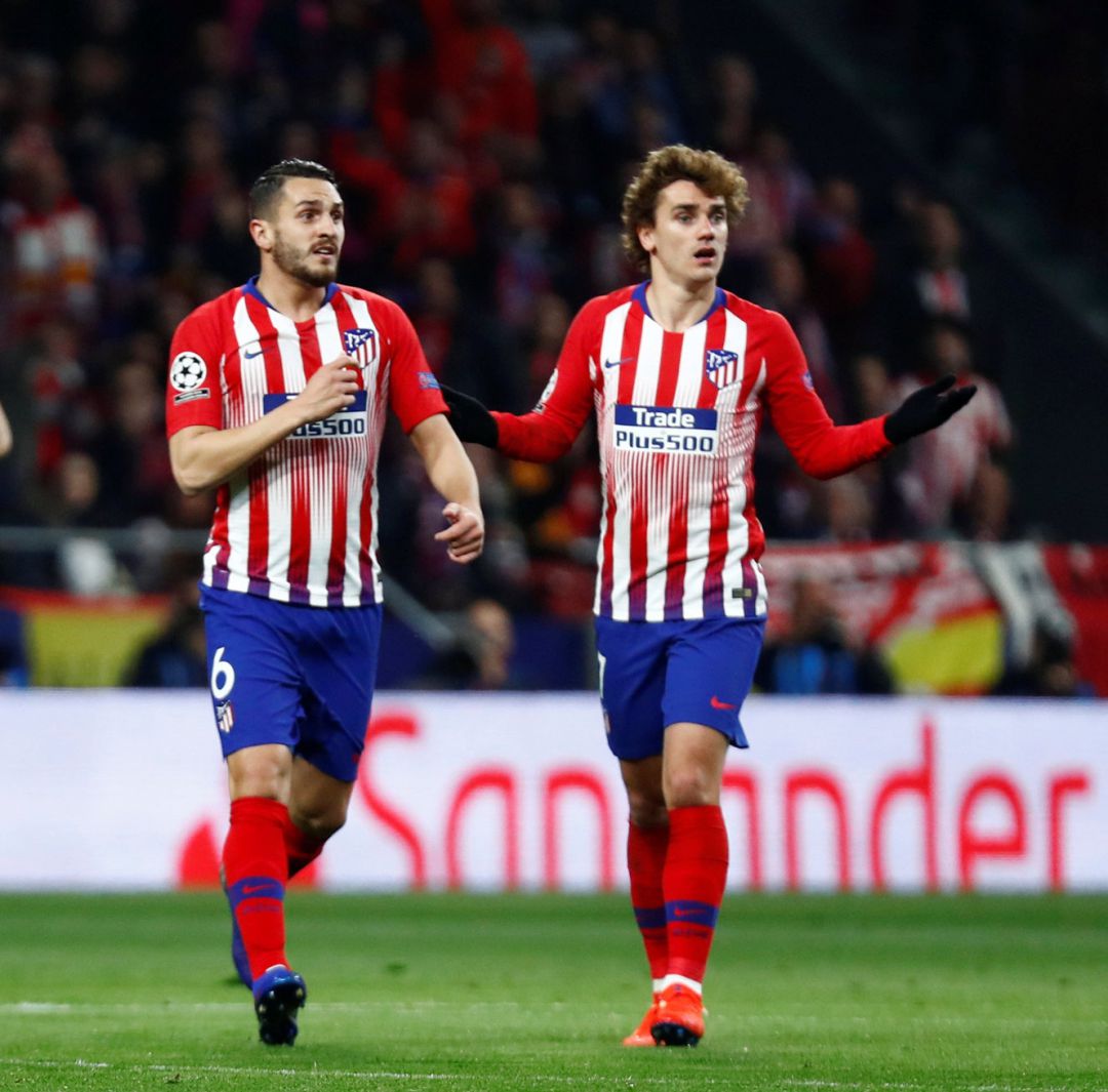 Griezmann y Koke durante el partido contra la Juventus Griezmann y Koke durante el partido contra la Juventus