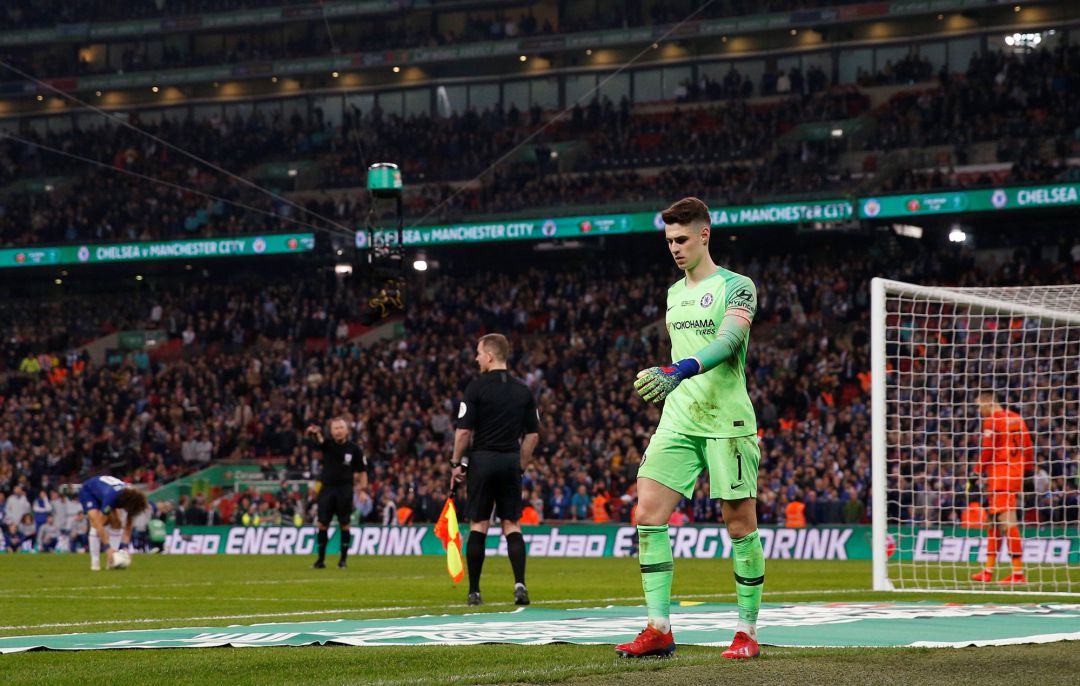 Kepa Arrizabalaga, durante el partido contra el Manchester City. Kepa Arrizabalaga, durante el partido contra el Manchester City.