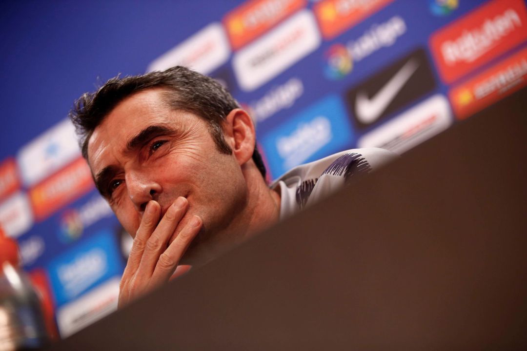 Ernesto Valverde, durante la rueda de prensa. Ernesto Valverde, durante la rueda de prensa.