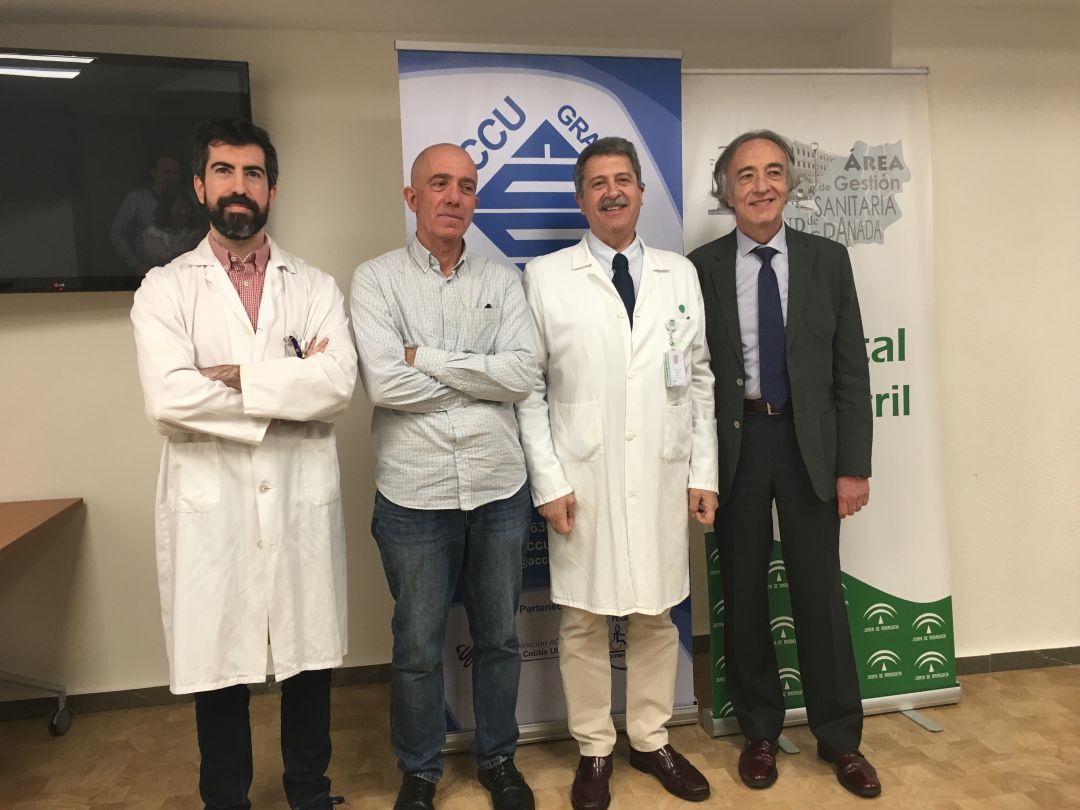 El delegado provincial de salud, Indalecio Sánchez-Montesinos junto al gerente del Área de Gestión Sanitaria Sur de Granada, Francisco Pérez y el presidente de la Asociación de Crohn y Colitis Ulcerosa, Antonio Hermoso. El delegado provincial de salud, Indalecio Sánchez-Montesinos junto al gerente del Área de Gestión Sanitaria Sur de Granada, Francisco Pérez y el presidente de la Asociación de Crohn y Colitis Ulcerosa, Antonio Hermoso.