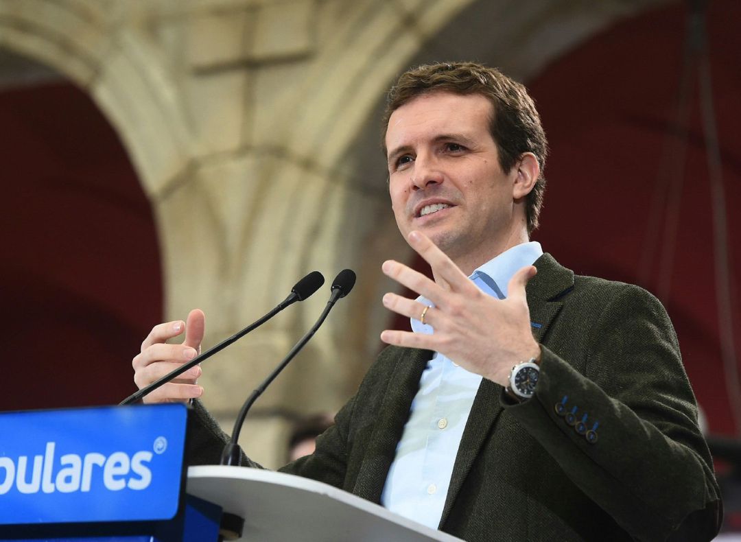 El presidente del Partido Popular Pablo Casado, durante la presentación de candidatos de la zona este de Madrid, en el museo Arqueológico de la comunidad de Madrid en Alcalá de Henares El presidente del Partido Popular Pablo Casado, durante la presentación de candidatos de la zona este de Madrid, en el museo Arqueológico de la comunidad de Madrid en Alcalá de Henares
