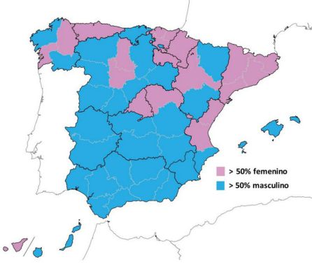 Mapa con las diferencias norte-sur Mapa con las diferencias norte-sur