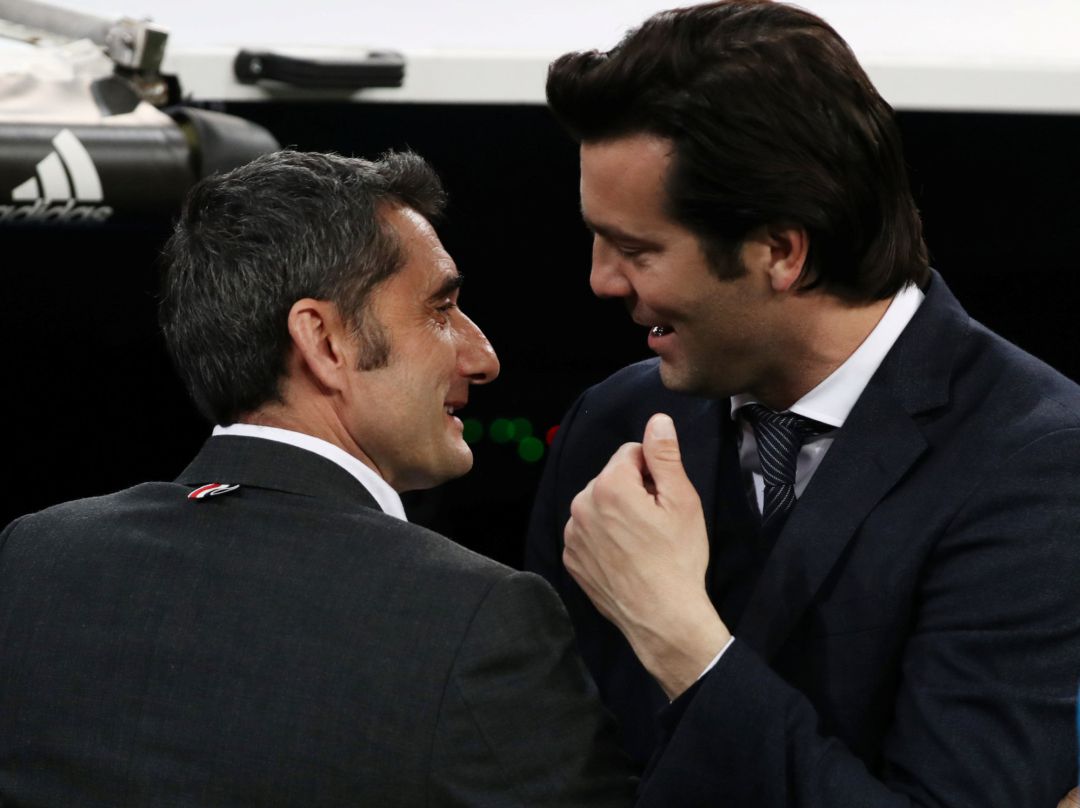 Valverde y Solari en el banquillo del Bernabéu Valverde y Solari en el banquillo del Bernabéu