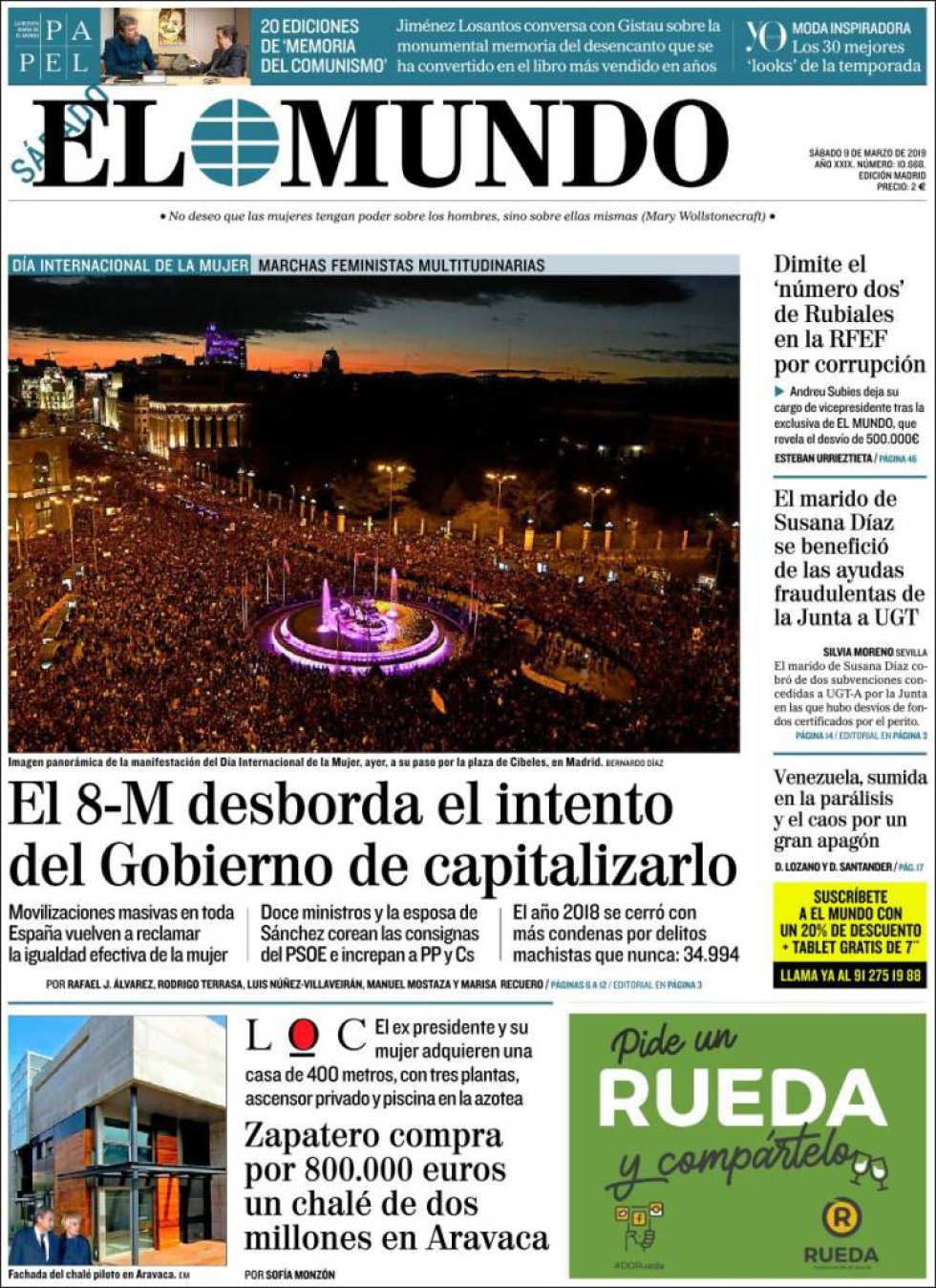 Portada de EL MUNDO el 9M Portada de EL MUNDO el 9M