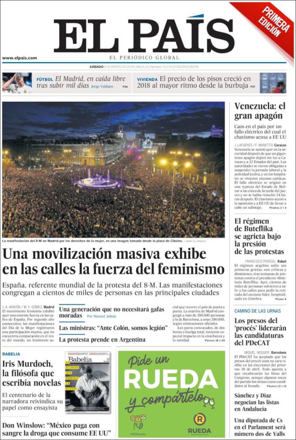 Portada de EL PAÍS el 9M Portada de EL PAÍS el 9M