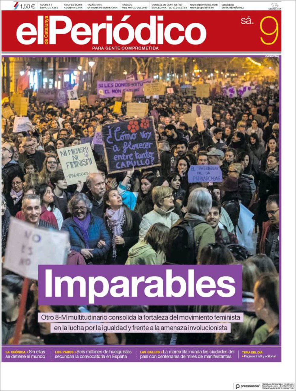 Portada de El Periódico el 9M Portada de El Periódico el 9M