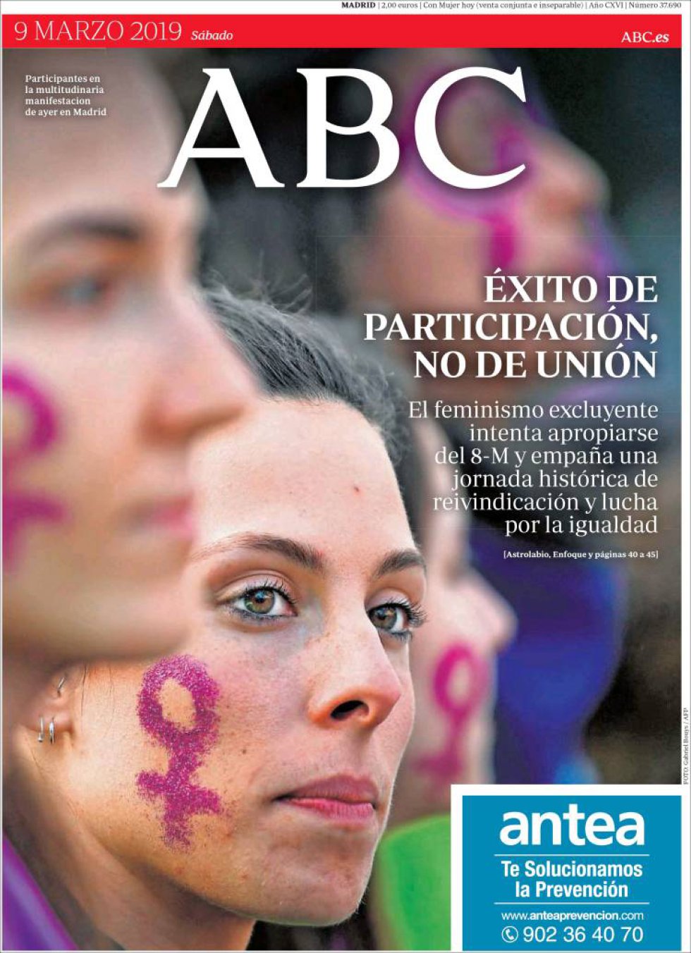 Portada de ABC el 9M Portada de ABC el 9M
