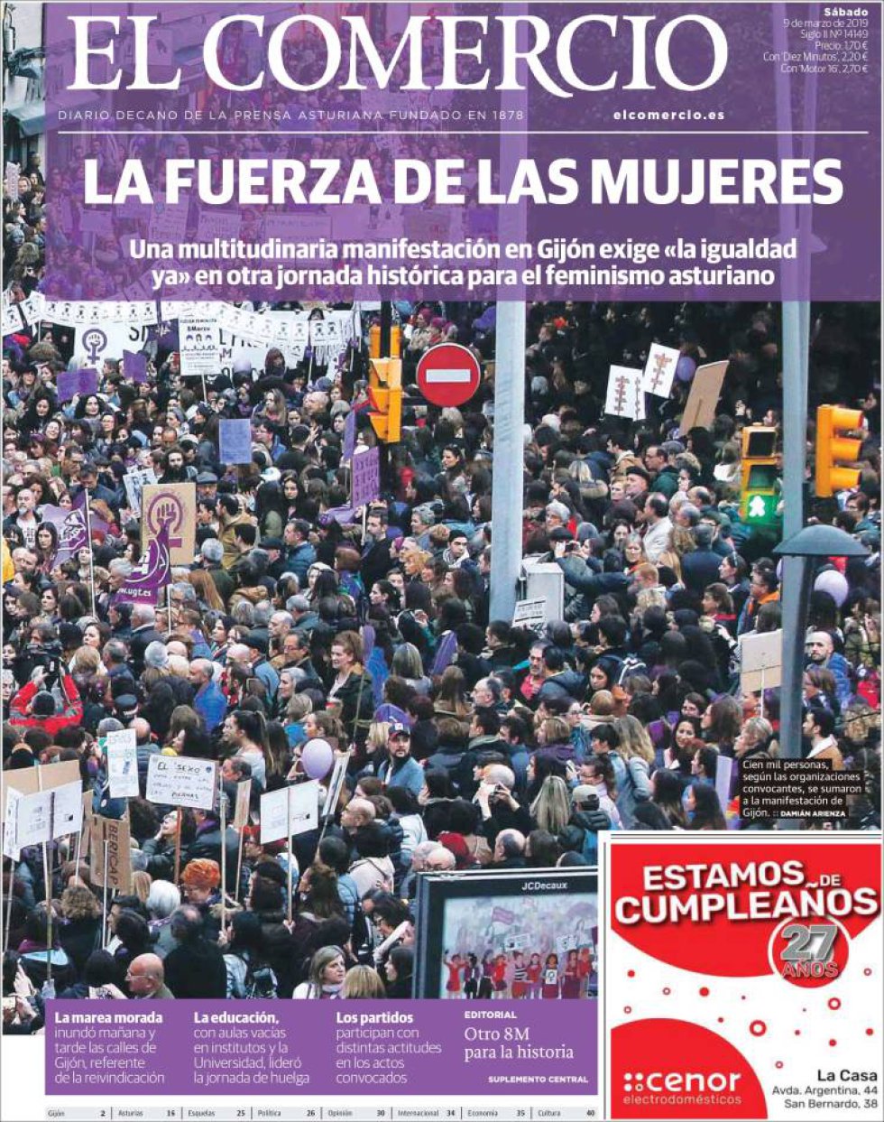 Portada de EL COMERCIO el 9M Portada de EL COMERCIO el 9M