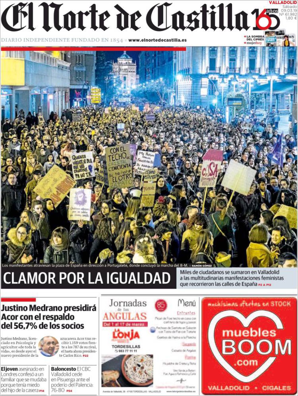 Portada de El Norte de Castilla del 9M Portada de El Norte de Castilla del 9M
