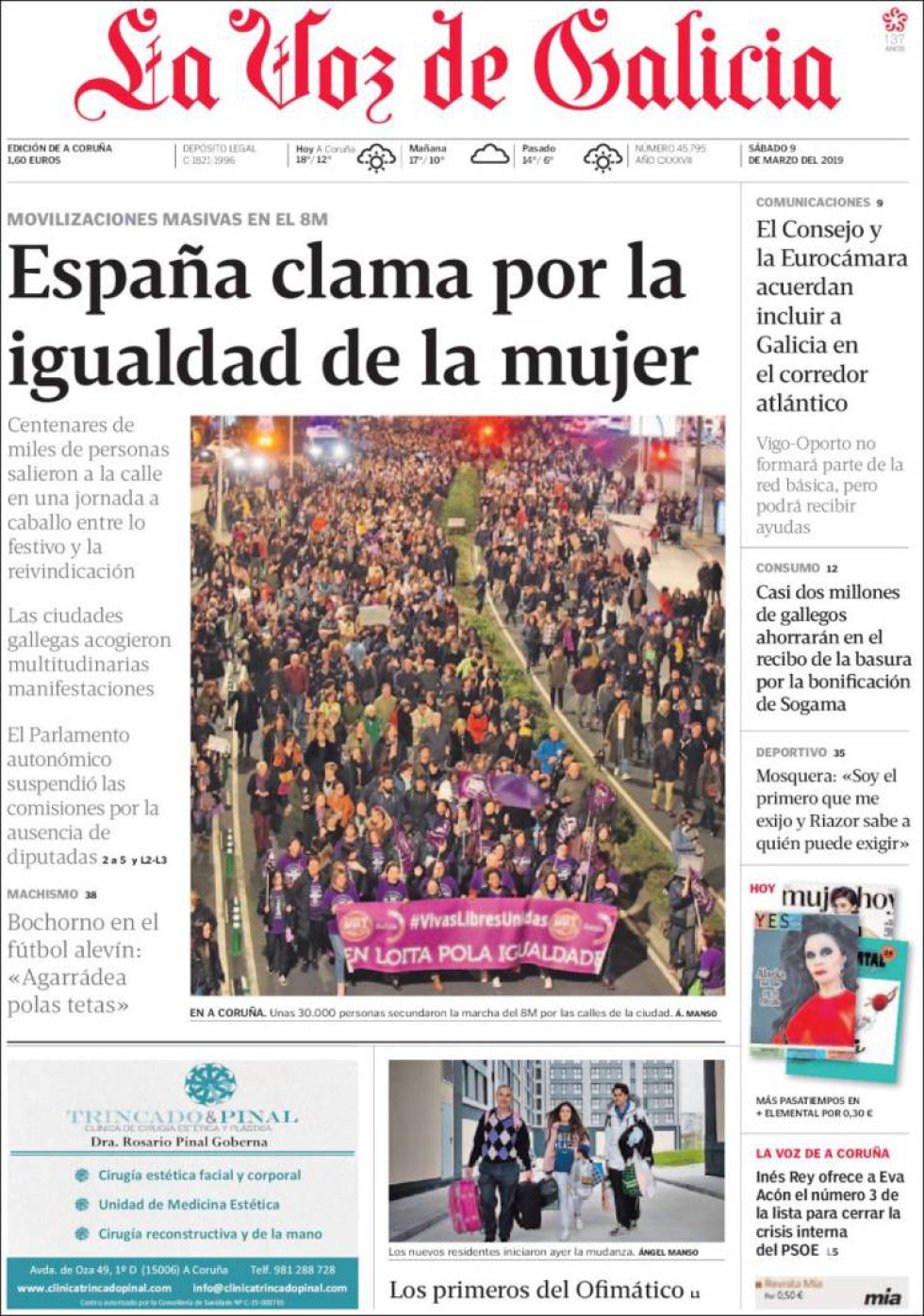 Portada de La Voz de Galicia del 9M Portada de La Voz de Galicia del 9M