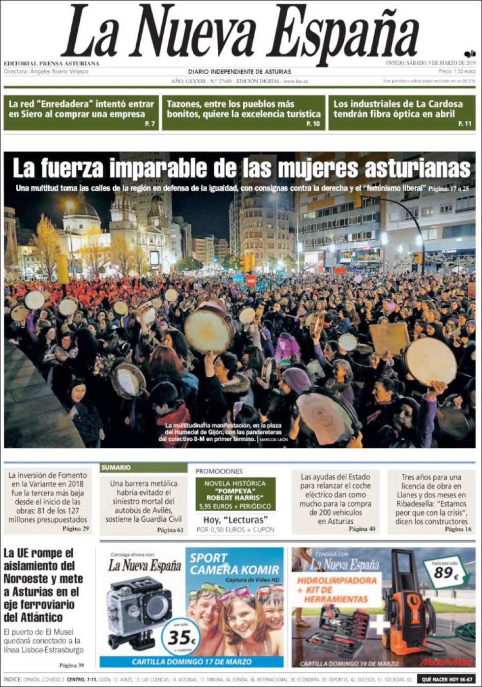 Portada de La Nueva España del 9M Portada de La Nueva España del 9M