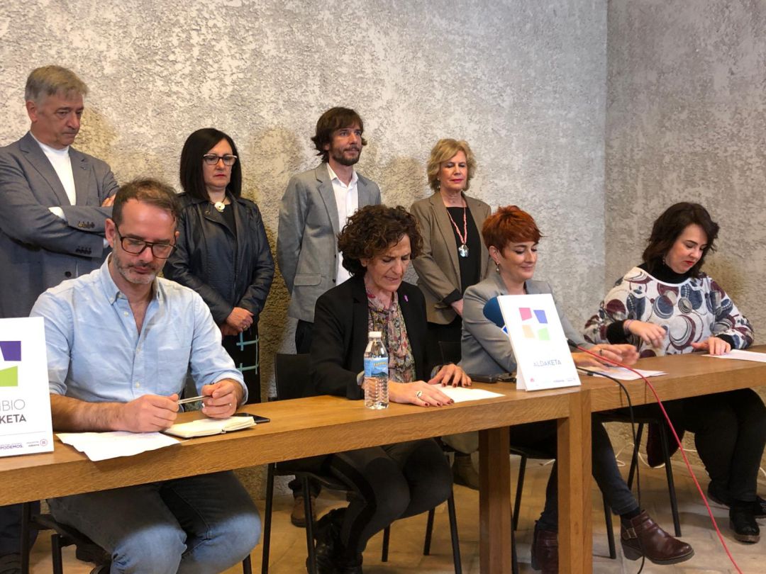 "Cambio-Aldaketa", la marca del cuatripartito para el Senado "Cambio-Aldaketa", la marca del cuatripartito para el Senado