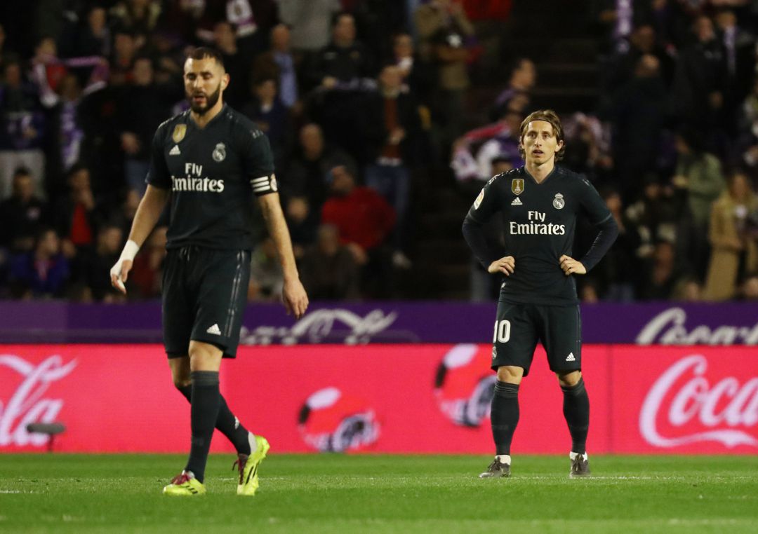 Benzema y Modric, en una acción del partido contra el Valladolid Benzema y Modric, en una acción del partido contra el Valladolid