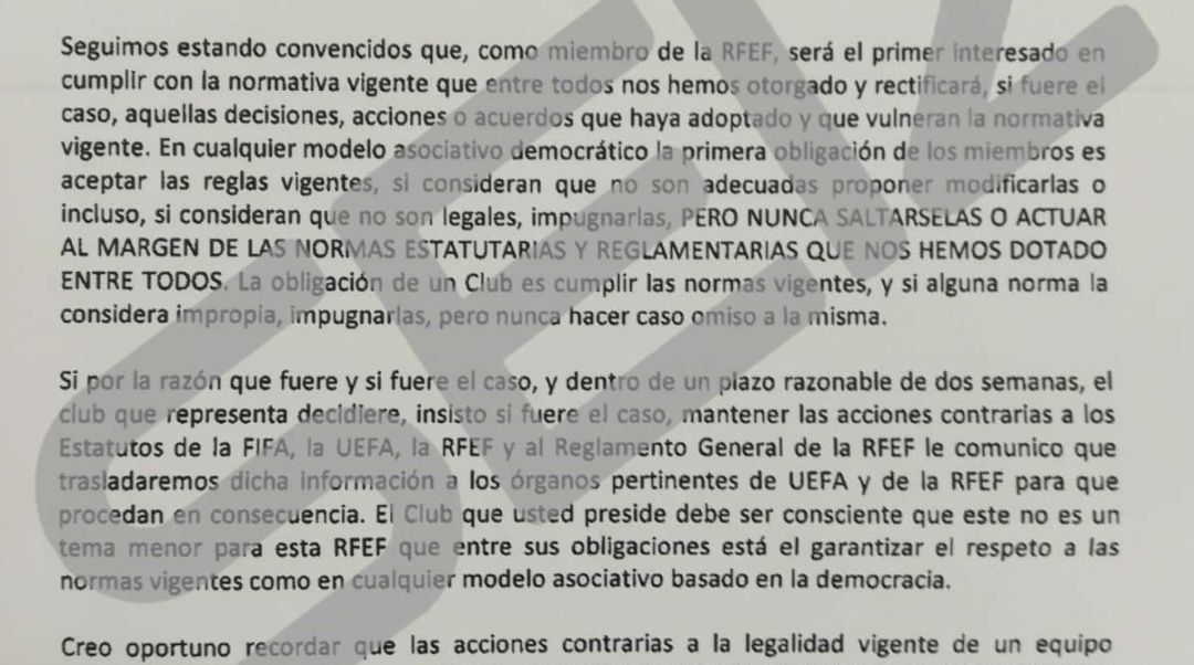 La Cadena SER ha tenido acceso a la carta de Andreu Camps a los 14 equipos que no quieren unirse a la liga femenina de la RFEF La Cadena SER ha tenido acceso a la carta de Andreu Camps a los 14 equipos que no quieren unirse a la liga femenina de la RFEF