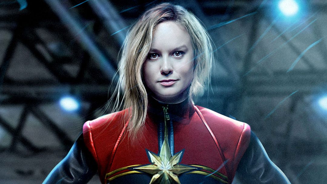 L'actriu Brie Larson amb l'uniforme de la "Capitana Marvel". L'actriu Brie Larson amb l'uniforme de la "Capitana Marvel".
