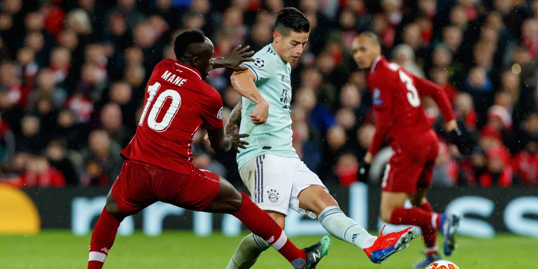 Sadio Mané y James Rodríguez durante la ida en Anfield Sadio Mané y James Rodríguez durante la ida en Anfield