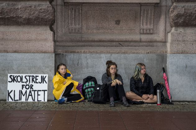 La activista Greta Thunberg en uno de los laterales del Ayuntamiento de Estocolmo. La activista Greta Thunberg en uno de los laterales del Ayuntamiento de Estocolmo.