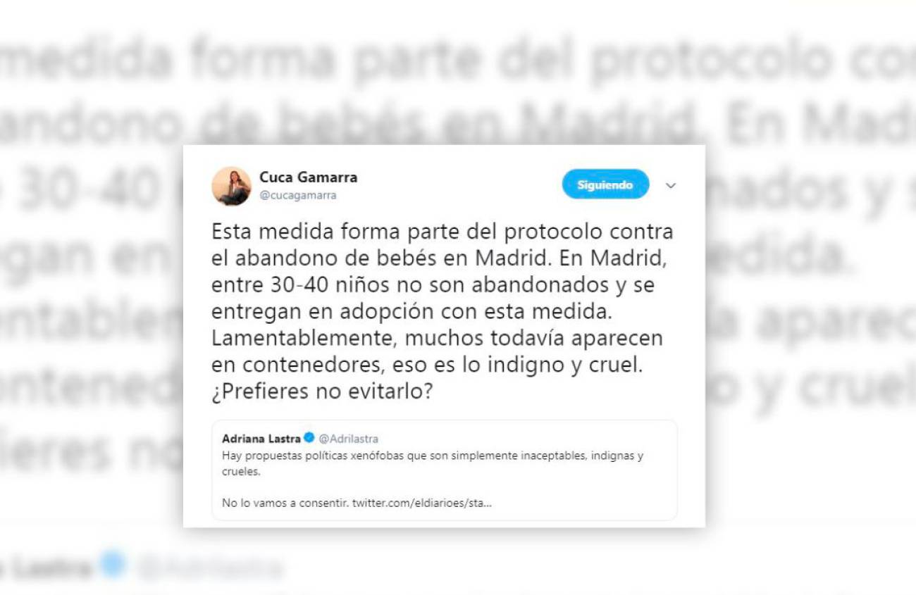 cuca gamarra defiende el plan de casado porque sirve para evitar el abandono de ninos en contenedores radio rioja cadena ser