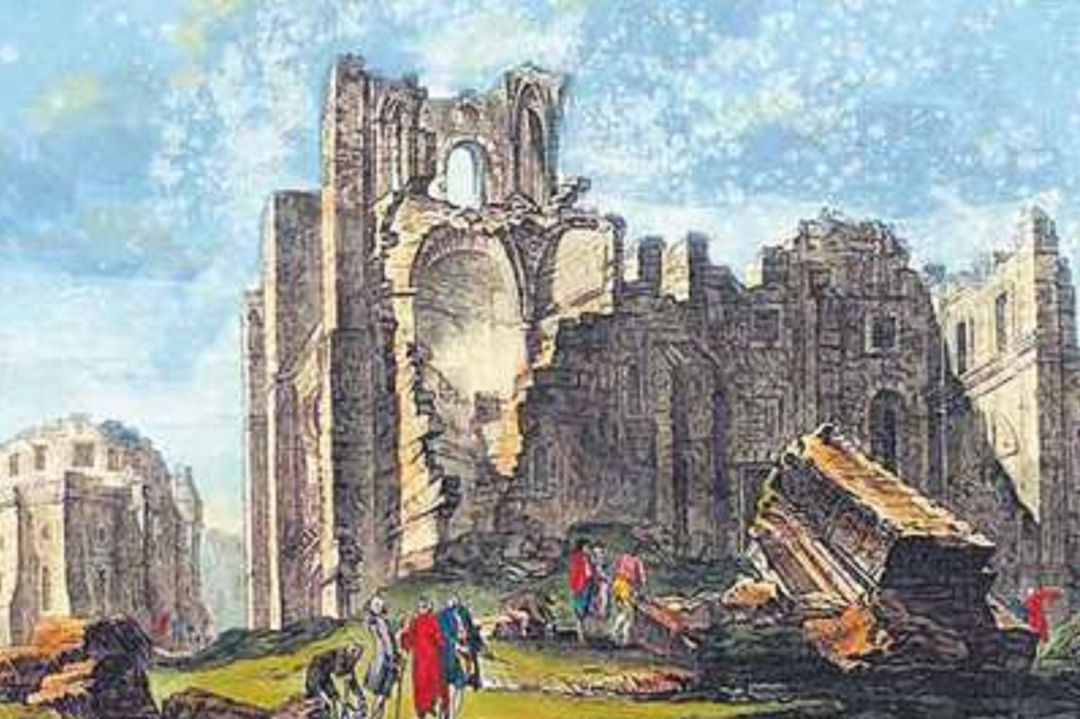 Un grabado del Museo Municipal de Lisboa que muestra las ruinas de la catedral tras el terremoto. Un grabado del Museo Municipal de Lisboa que muestra las ruinas de la catedral tras el terremoto.