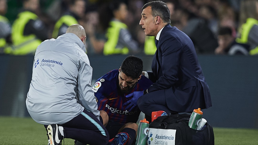 Suárez, entre 10 y 15 días de baja por un esguince de tobillo