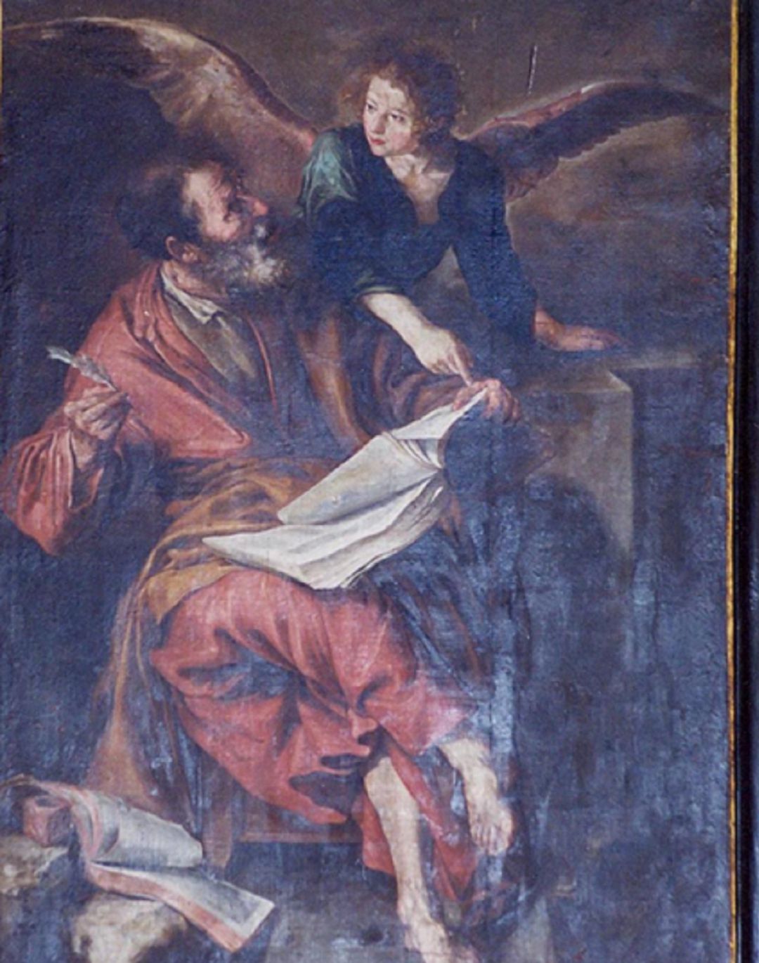 Óleo sobre lienzo "San Mateo", datado entre los años 1650 y 1655 atribuído a Sebastián Martínez Domedel y cuya ubicación habitua es la Catedral de Segovia. Óleo sobre lienzo "San Mateo", datado entre los años 1650 y 1655 atribuído a Sebastián Martínez Domedel y cuya ubicación habitua es la Catedral de Segovia.