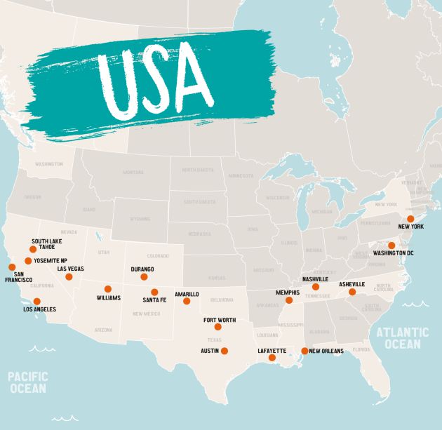 Una de las aventuras nos permite viajar de costa a costa de Estados Unidos. Una de las aventuras nos permite viajar de costa a costa de Estados Unidos.