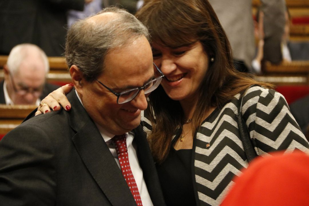 El presidente de la Generalitat, Quim Torra, junto a la consellera Laura Borràs El presidente de la Generalitat, Quim Torra, junto a la consellera Laura Borràs