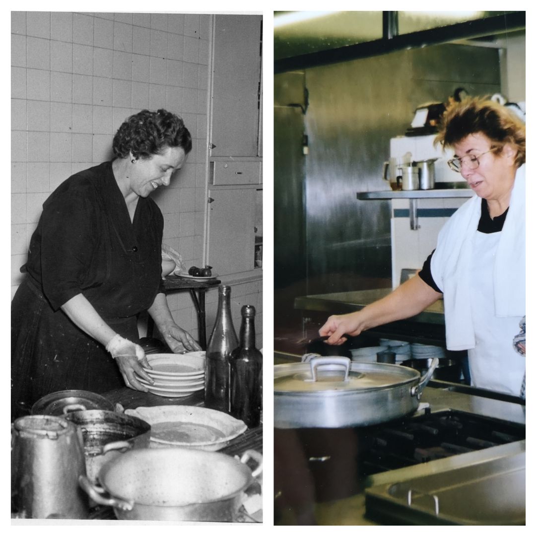 Imagen de Josefa Goñi y Paquita Arratibel en los fogones de sus restaurantes. Imagen de Josefa Goñi y Paquita Arratibel en los fogones de sus restaurantes.