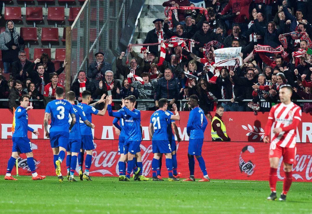 El Athletic celebra el segundo gol en Montilivi El Athletic celebra el segundo gol en Montilivi