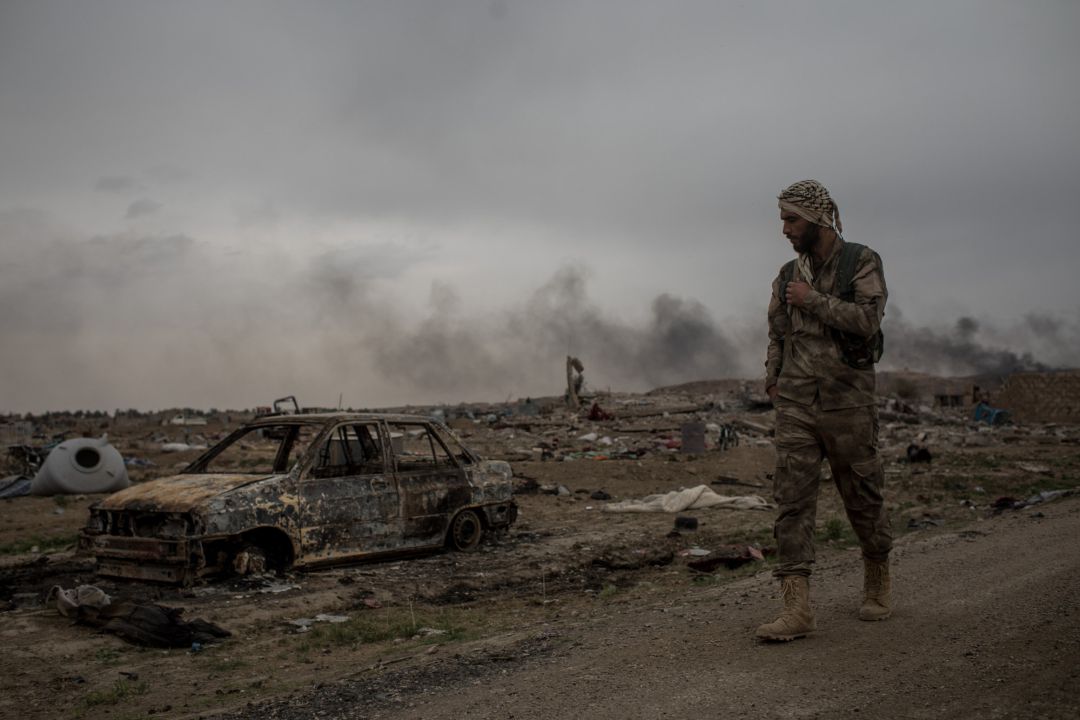 La ciudad siria de Baghouz fue el último reducto del califato y las fuerzas kurdo-americanas tomaron el control hace una semana. La ciudad siria de Baghouz fue el último reducto del califato y las fuerzas kurdo-americanas tomaron el control hace una semana.
