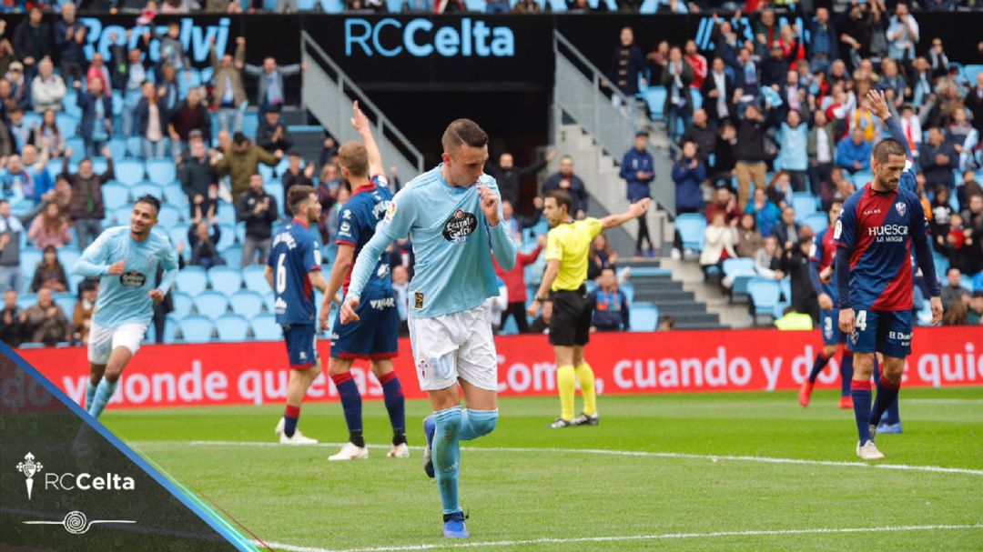 Aspas celebra el gol contra el Huesca Aspas celebra el gol contra el Huesca