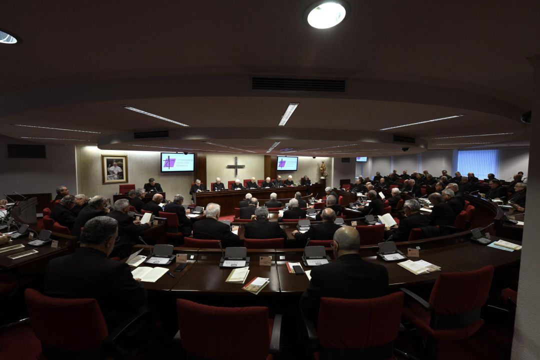 Vista general de la reunión de la Conferencia Episcopal esta mañana en Madrid, presidida por el Cardenal Ricardo Blázquez Vista general de la reunión de la Conferencia Episcopal esta mañana en Madrid, presidida por el Cardenal Ricardo Blázquez