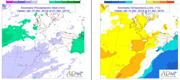 Anomalías de lluvia y temperaturas para Semana Santa. Anomalías de lluvia y temperaturas para Semana Santa.