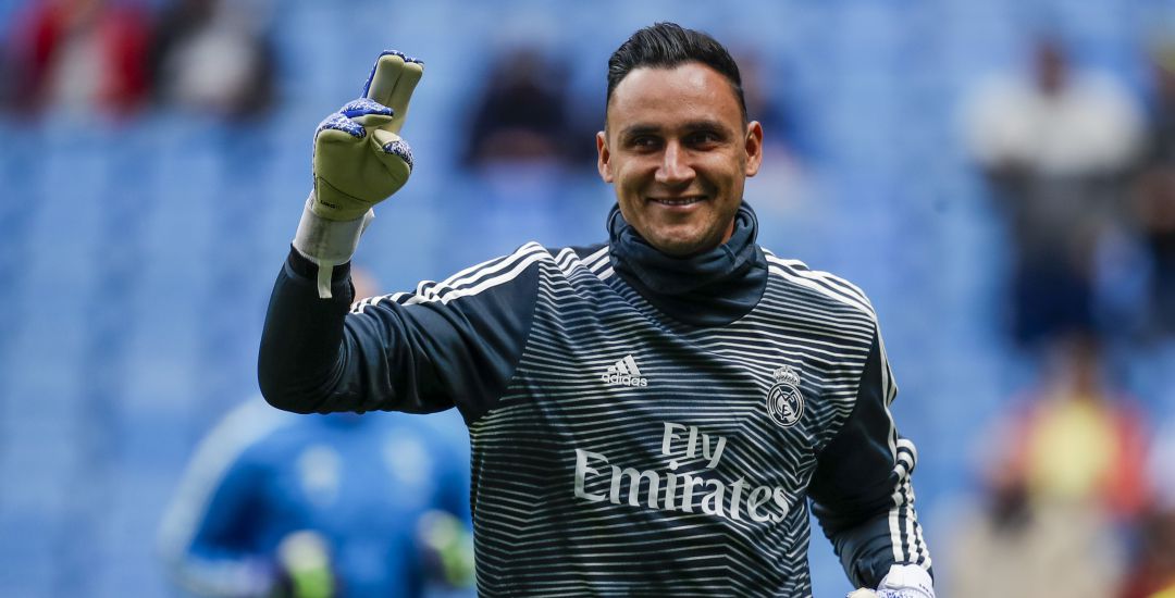 Keylor Navas, durante un calentamiento previo a un partido en el Real Madrid Keylor Navas, durante un calentamiento previo a un partido en el Real Madrid