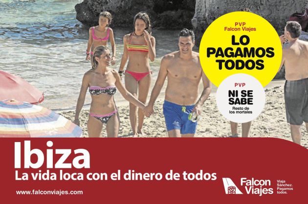 El PP niega que esta imagen forme parte de la campaña 'Falcon Viajes'. El PP niega que esta imagen forme parte de la campaña 'Falcon Viajes'.