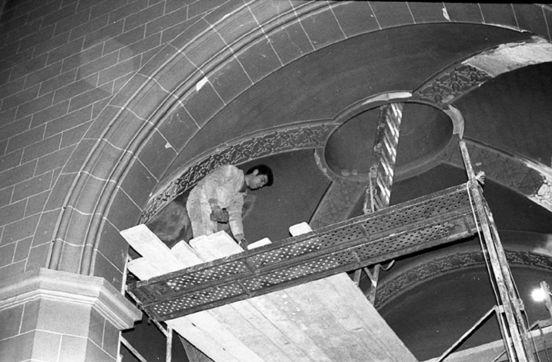Trabajos en la catedral de Teruel tras el incendio de 1994 Trabajos en la catedral de Teruel tras el incendio de 1994