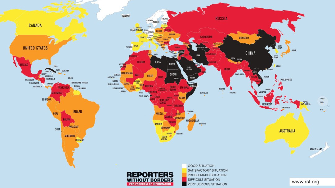 Cada vez son menos los países seguros para la libertad de prensa, según Reporteros Sin Fronteras