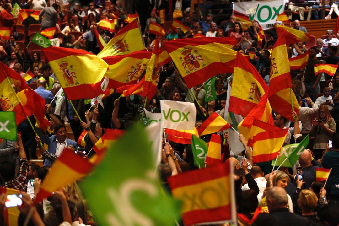 Santiago Abascal, durante un acto de Vox en Granada. Santiago Abascal, durante un acto de Vox en Granada.