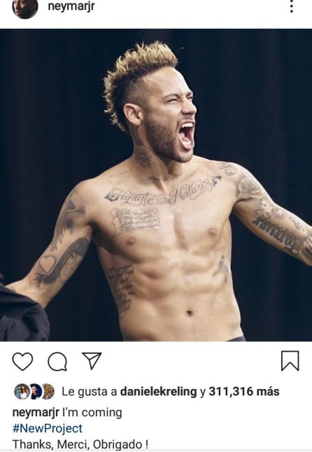 El mensaje de Instagram de Neymar que luego fue borrado en sus redes sociales El mensaje de Instagram de Neymar que luego fue borrado en sus redes sociales