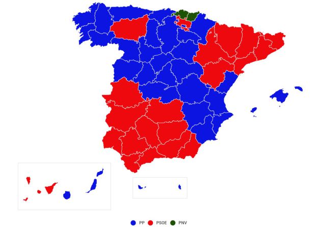 Resultados electorales de 2004: primera fuerza por provincias. Resultados electorales de 2004: primera fuerza por provincias.
