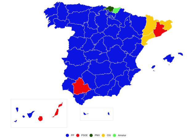 Resultados electorales de 2011: primera fuerza por provincias. Resultados electorales de 2011: primera fuerza por provincias.