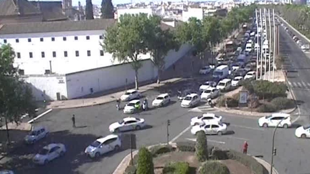 La marcha lenta de los taxistas provoca retenciones en la Ronda Histórica