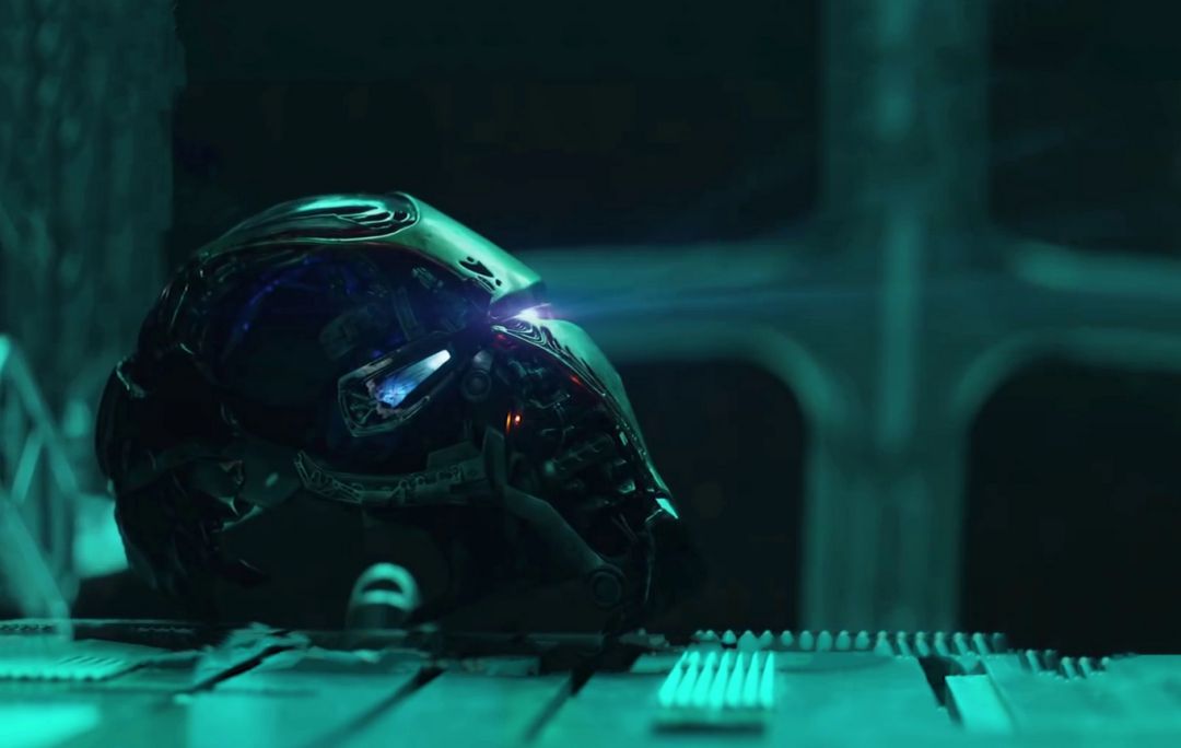 El casco de Iron Man durante Endgame. El casco de Iron Man durante Endgame.