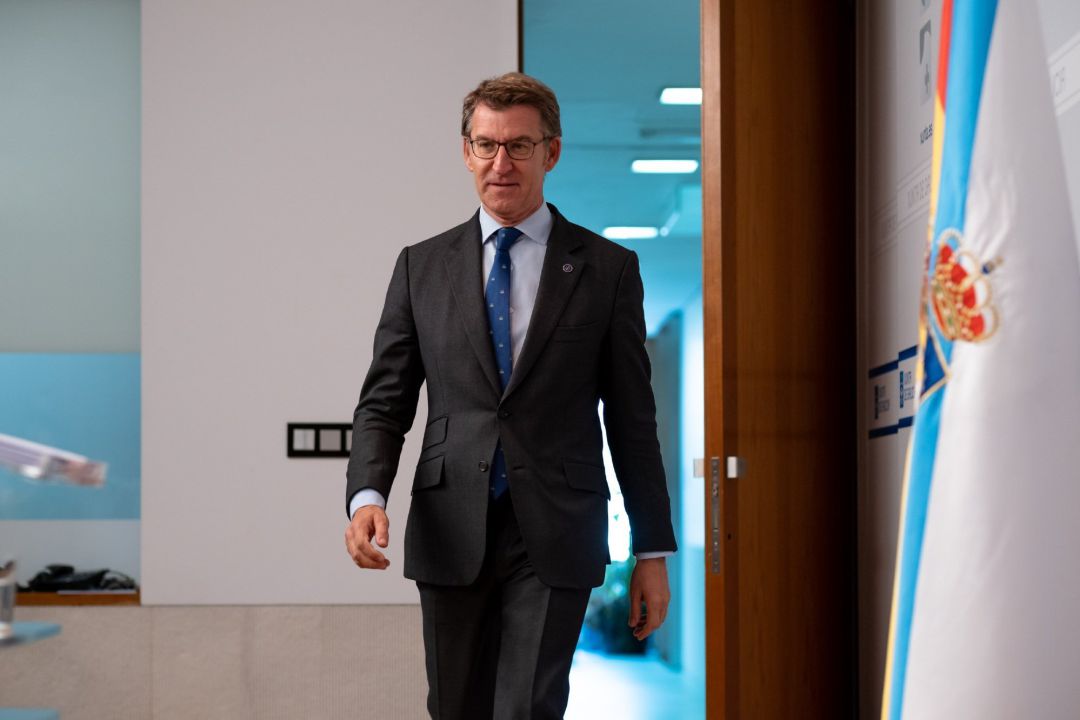 El presidente de la Xunta, Alberto Núñez Feijóo, en la rueda de prensa del Consello El presidente de la Xunta, Alberto Núñez Feijóo, en la rueda de prensa del Consello