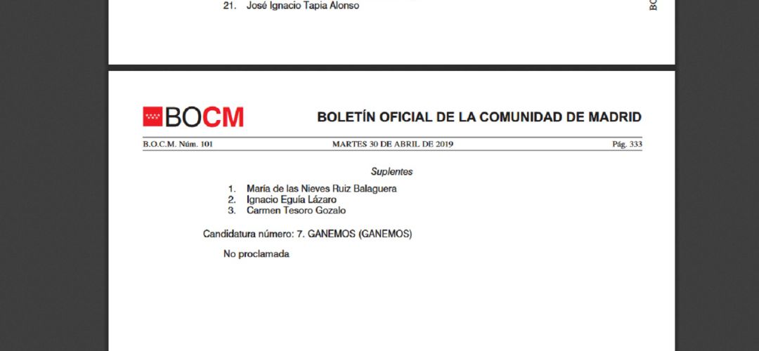 Así ha aparecido la no proclamación de Ganemos en Tres Cantos Así ha aparecido la no proclamación de Ganemos en Tres Cantos