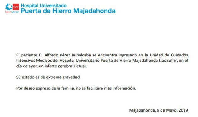 Parte médico del centro hospitalario. Parte médico del centro hospitalario.