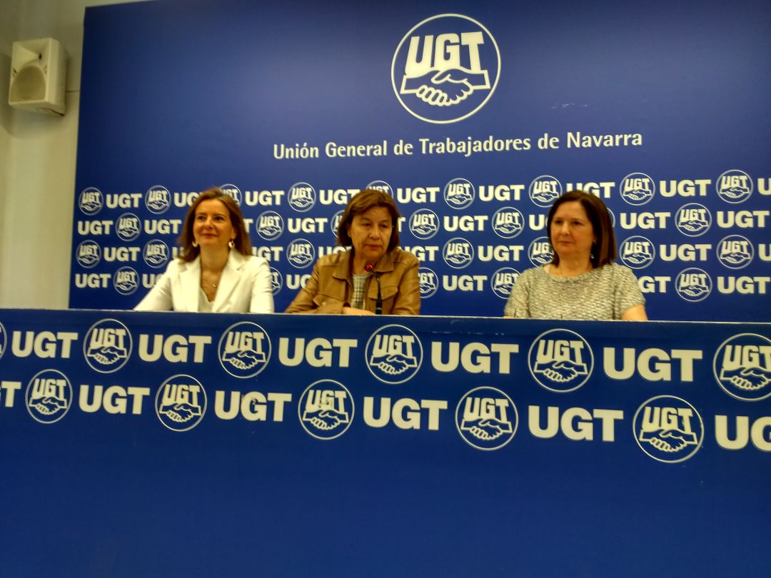 Las responsables de enseñanza de UGT, durante la comparecencia celebrada en Pamplona. Las responsables de enseñanza de UGT, durante la comparecencia celebrada en Pamplona.