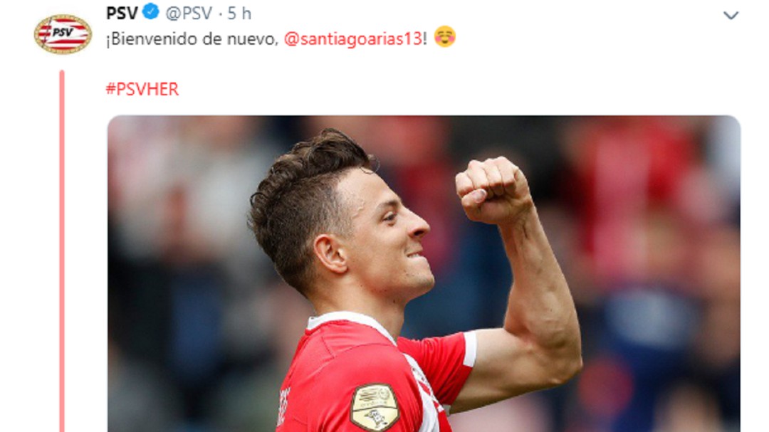 La cuenta de Twitter del PSV trolea al Atleti con el 'regreso' de Arias