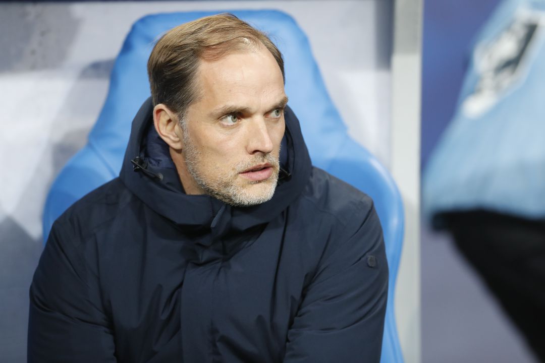 Thomas Tuchel en el banquillo del PSG. Thomas Tuchel en el banquillo del PSG.